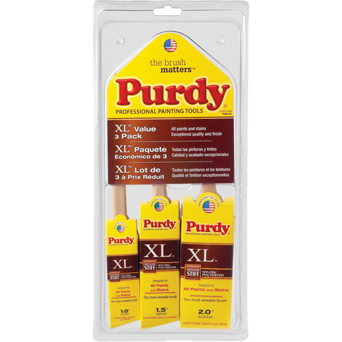 Purdy 140853100 XL Paint Brush Multi-Pack XL Paint Brush Multi-Pack, Poly/Nylon, Wood Handle - Each