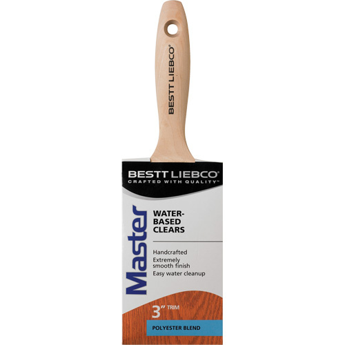 Bestt Liebco 557565500 Master Water-Based Clear Coatings Trim & Angle Paint Brush Master Water-Based Clear Coatings Trim Brush, Polyester, Wood Handle, 3" Width - Each