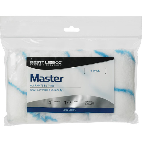 Bestt Liebco 559444600 Master Blue Stripe Paint Roller Covers Master Blue Stripe Mini Roller Cover, 13 mm (1/2") Nap, 101.6 mm (4") L - Pack of 6