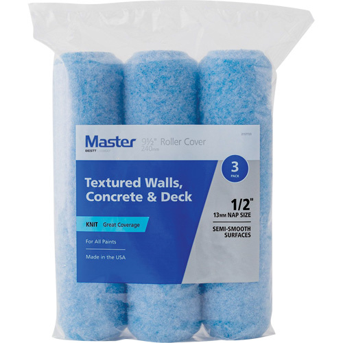 Bestt Liebco 5C8877230 Master Standard Textured Walls, Concrete & Decks Paint Roller Covers Master Knit Roller Cover, 13 mm (1/2") Nap, 240 mm (9-1/2") L - Pack of 3