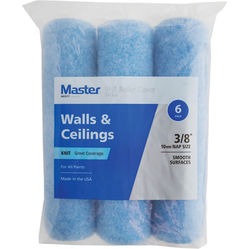 Bestt Liebco 5C8877160 Master Standard Walls & Ceilings Paint Roller Covers Master Knit Roller Cover, 10 mm (3/8") Nap, 240 mm (9-1/2") L - Pack of 6