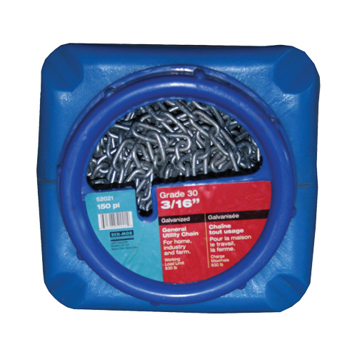 Ben-Mor 52020 Hot-Dipped Galvanized Chains Hot-Dipped Galvanized Chains, Carbon Steel, 1/8" x 250' (76.2 m) L, Grade 30, 325 lbs. (0.1625 tons) Load Capacity - Each