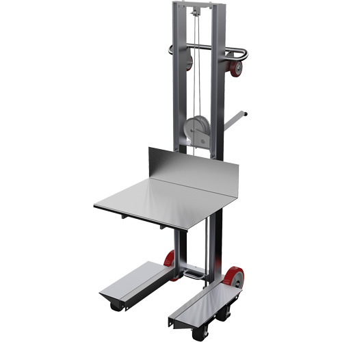 Vestil ALLW-2420-4SFL Platform Lift Stacker Platform Lift Stacker, Hand Winch Operated, 400 lbs. Capacity, 60" Max Lift - Each