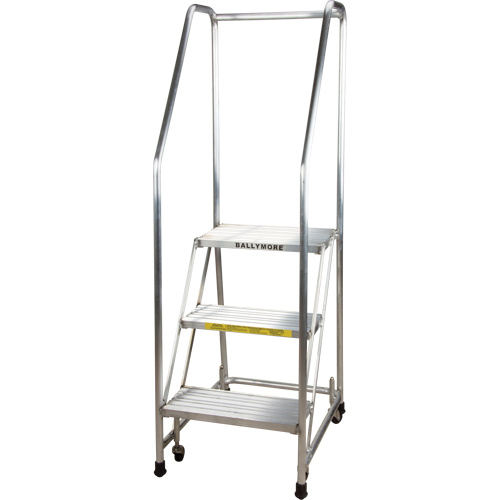 Ballymore A3SH-RIB Rolling Ladders Rolling Ladders, 3 Steps, 18" Step Width, 28-1/2" Platform Height, Aluminum - Each