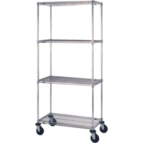 Metropolitan Wire Wire Shelf Cart Wire Shelf Cart, Chrome Plated, 18" x 69" x 36", 800 lbs. Capacity - Each