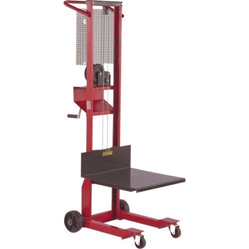 Mobile Industries 135000 Platform Lift Stacker, Hand Winch Operated, 500 lbs Capacity, 54" Max Lift-(Each)
