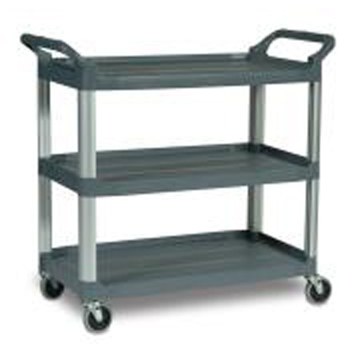 Rubbermaid FG409100GRAY Open-Shelf Utility Cart Open-Shelf Utility Cart, 3 Tiers, 40" x 37-7/8" x 20", 300 lbs. Capacity - Each
