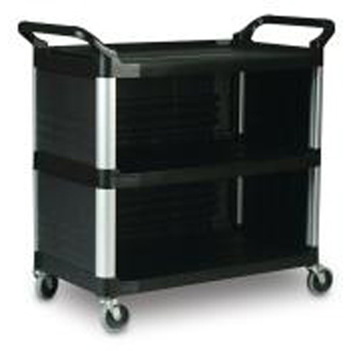 Rubbermaid FG409300BLA Service Utility Cart Service Utility Cart, 3 Tiers, 40-3/8" x 37-4/5" x 20", 300 lbs. Capacity - Each