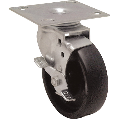 Algood S5453-A38F-PO-RB-TLB Medium Duty Caster Medium Duty Caster, Swivel with Brake, 5" (127 mm), Polyolefin, 450 lbs. (204 kg.) - Each