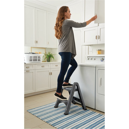 Rubbermaid FG420903CYLND Folding Step Stool Folding Step Stool, 2 Steps, 19-1/2" x 20-1/2" x 22-3/4" High - Each
