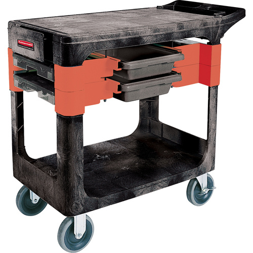 Rubbermaid FG618000BLA Maintenance Tool Cart Maintenance Tool Cart, 2 Drawers, 38" L x 19-1/4" W x 33-3/8" H, Black - Each