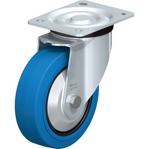 Blickle L-POEV 160R-SB-FA Blue Caster Blue Caster, Swivel, 6" (152.4 mm), Rubber, 770 lbs. (349 kg.) - Each