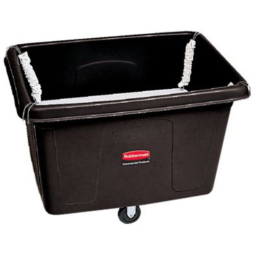 Rubbermaid FG461100BLA Cube Truck with Spring Platform Cube Truck with Spring Platform, Polyethylene, 44-1/16" L x 31" W x 32-1/2" H, 14 cu.ft. Volume, 500 lbs. Capacity - Each