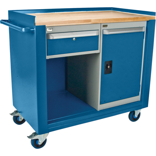 KLETON ML326 Industrial Duty Mobile Service Workbenches, Wood Surface-(Each)