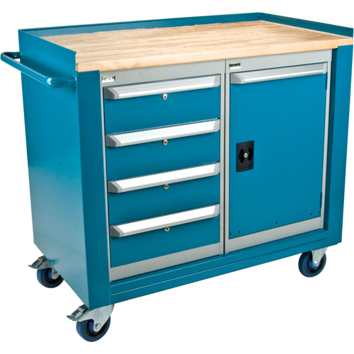 KLETON ML327 Industrial Duty Mobile Service Workbenches, Wood Surface-(Each)