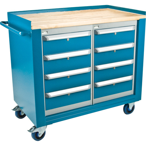 KLETON ML328 Industrial Duty Mobile Service Workbenches, Wood Surface-(Each)