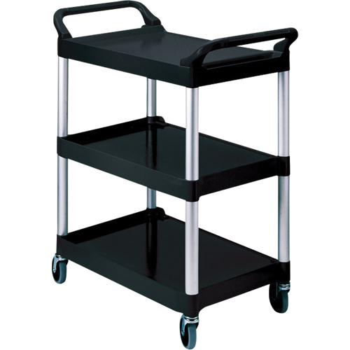 Rubbermaid FG342488BLA Service Cart Service Cart, 3 Tiers, 19" x 38" x 34", 200 lbs. Capacity - Each