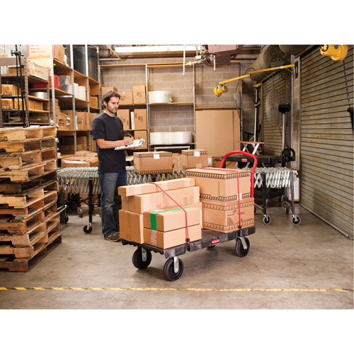 Rubbermaid FG440300BLA Heavy-Duty Platform Truck Heavy-Duty Platform Truck, 36" L x 24" W, 1000 lbs. Cap., Rubber Wheels - Each