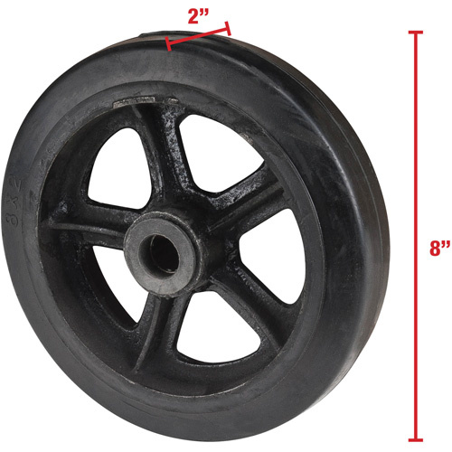KLETON Mold-On Rubber Wheel Mold-On Rubber Wheel, 8" (203 mm) Dia. x 2" (51 mm) W, 400 lbs. (181 kg.) Capacity - Each