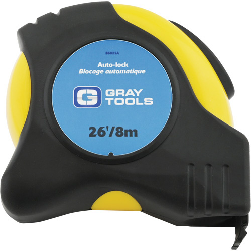 Gray Tools 86025A Auto-Lock Tape Measure Auto-Lock Tape Measure, 1" x 26/8 m, Imperial & Metric Graduations - Each