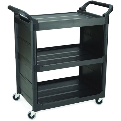 Rubbermaid FG342100BLA Bussing Cart with End Panels Bussing Cart with End Panels, 3 Tiers, 18-5/8" x 36-5/8" x 33-5/8", 150 lbs. Capacity - Each