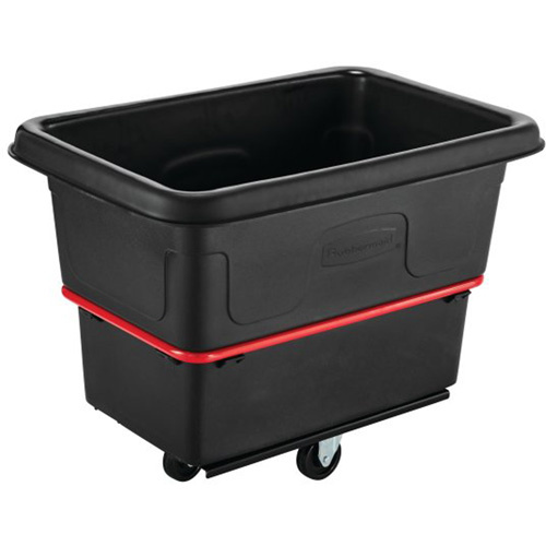 Rubbermaid FG470800BLA Heavy-Duty Utility Truck Heavy-Duty Utility Truck, Black Recycled Plastic, 26"/38-3/8" L x 26"/38-2/5" W x 28-1/4"/28-3-10" H, 8 cu. Ft. Volume, 700 lbs. Capacity - Each