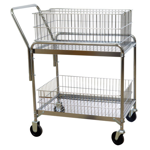 Wesco 272228 Wire Mesh Office Mail Cart Wire Mesh Office Mail Cart, 200 lbs. Capacity, Chrome, 20" D x 33" L x 37-1/2" H, Chrome Plated - Each