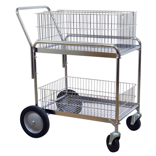 Wesco 272230 Wire Mesh Office Mail Cart Wire Mesh Office Mail Cart, 200 lbs. Capacity, Chrome, 23-3/4" D x 33-1/2" L x 38-1/4" H, Chrome Plated - Each
