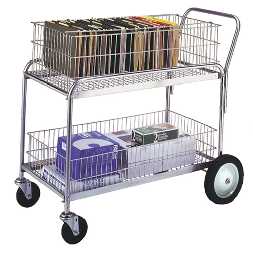 Wesco 272231 Wire Mesh Office Mail Cart Wire Mesh Office Mail Cart, 250 lbs. Capacity, Chrome, 23-3/4" D x 43" L x 38-1/2" H, Chrome Plated - Each