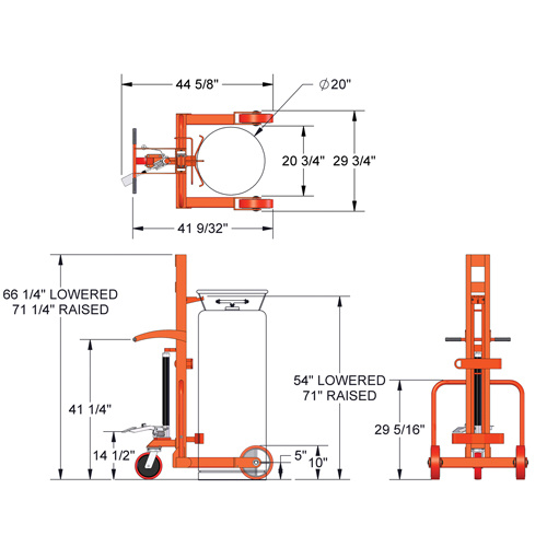 Wesco 240250 Hydraulic Large Liquid Gas Cylinder Cart HLCC Hydraulic Large Liquid Gas Cylinder Cart HLCC, Polyurethane Wheels, 20" W x 20" D Base, 1000 lbs. - Each
