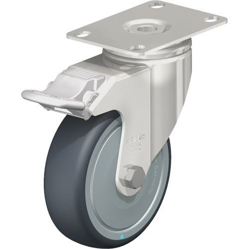 Blickle LKPXA-TPA 101KFD-12-FI Caster, Swivel with Brake, 4" (101.6 mm), Thermoplastic Rubber-Elastomer, 240 lbs. (108 kg.)-(Each)