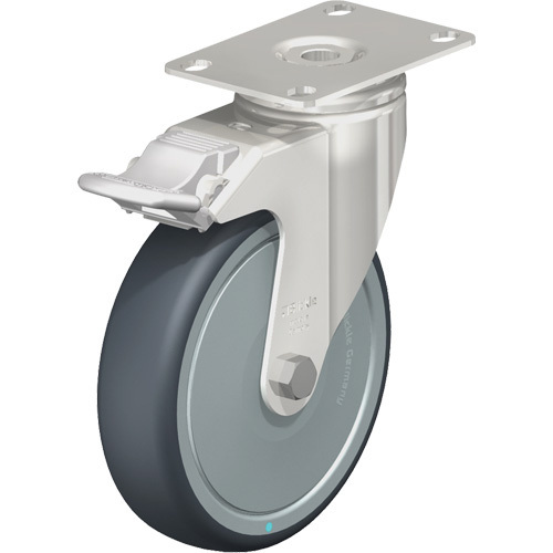 Blickle LKPXA-TPA 126KFD-12-FI Caster, Swivel with Brake, 5" (127 mm), Thermoplastic Rubber-Elastomer, 265 lbs. (120 kg.)-(Each)