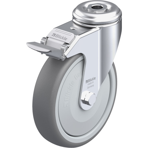 Blickle LKRA-TPA 126KF-FI High-Quality Thermoplastic Elastomer Caster High-Quality Thermoplastic Elastomer Caster, Swivel with Brake, 5" (127 mm) Dia., 265 lbs. (120 kg.) Capacity - Each