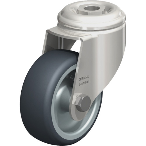 Blickle LKRXA-TPA 80G Stainless Steel Thermoplastic Elastomer Caster Stainless Steel Thermoplastic Elastomer Caster, Swivel, 3-1/8" (79.5 mm) Dia., 220 lbs. (100 kg.) Capacity - Each