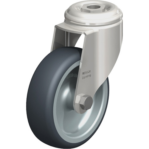 Blickle LKRXA-TPA 101G Stainless Steel Thermoplastic Elastomer Caster Stainless Steel Thermoplastic Elastomer Caster, Swivel, 4" (102 mm) Dia., 240 lbs. (108 kg.) Capacity - Each