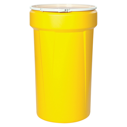 Eagle Mfg. 1601 Nestable Polyethylene Drum, 30 US gal (25 imp. gal.), Open Top, Yellow-(Each)