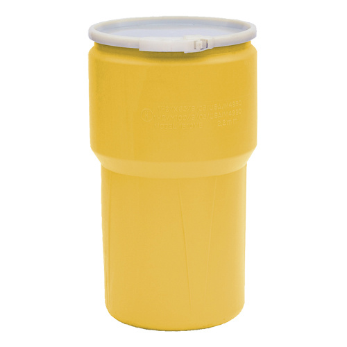 Eagle Mfg. 1610 Nestable Polyethylene Drum, 14 US gal (11.7 imp. gal.), Open Top, Yellow-(Each)