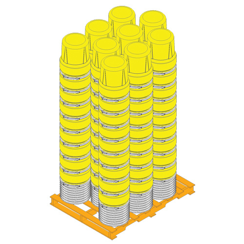 Eagle Mfg. 1609 Nestable Polyethylene Drum, 10 US gal (8.33 imp. gal.), Open Top, Yellow-(Each)