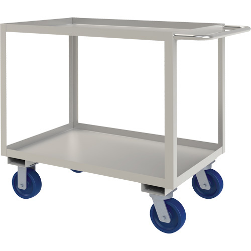 Durham Manufacturing SRSC1624362ALU6PU Industrial Grade Shelf Cart, 2 Tiers, 24-1/8" W x 36" H x 42" D, 1200 lbs. Capacity-(Each)