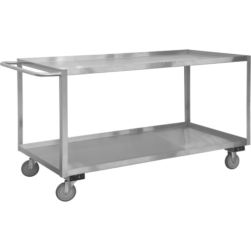 Durham Manufacturing SRSC1618362ALU5PUS Industrial Grade Shelf Cart, 2 Tiers, 18-1/8" W x 42" H x 35" D, 1200 lbs. Capacity-(Each)