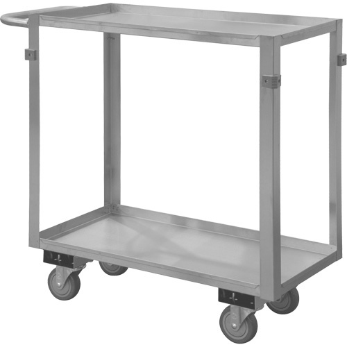 Durham Manufacturing SRSC2016302ALU4PU Industrial Grade Shelf Cart Industrial Grade Shelf Cart, 2 Tiers, 16-3/4" W x 34" H x 36-7/16" D, 600 lbs. Capacity - Each
