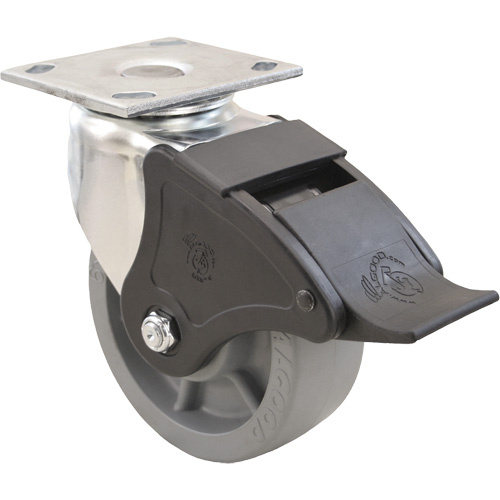 Algood SE6543-A38H-UG-RB-ILK Emaxx™ Caster Emaxx™ Caster, Swivel with Brake, 4" (101.6 mm), Envirothane™, 1000 lbs. (453.6 kg.) - Each
