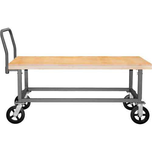 Durham Manufacturing WHPTA-WD-2448-8MR-95 Adjustable Wood Deck Platform Truck Adjustable Wood Deck Platform Truck, 48" L x 24" W, 1800 lbs. Capacity, Mold-on Rubber Casters - Each