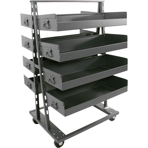 Valleycraft F89067VCGY Double-Sided Heavy Duty A-Frame Cart with 8 Large Lipped Trays Double-Sided Heavy Duty A-Frame Cart with 8 Large Lipped Trays, 38" x 30" x 63", 2500 lbs. Capacity - Each