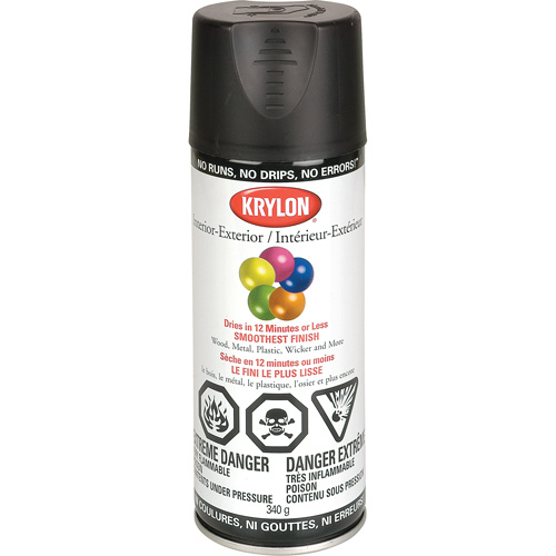 Krylon Industrial K01613A07 Acryli-Quik™ Acrylic Lacquer Industrial Acryli-Quik™ Lacquer, Black, Semi-Flat, 12 oz., Aerosol Can - Can