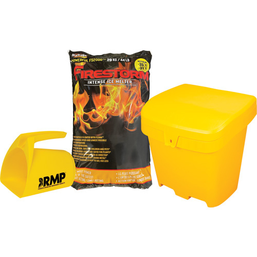 Firestorm™ Intense Ice Melter Kit with 56 Bags Firestorm™ Intense Ice Melter Kit with 56 Bags, Bag, 44 lbs. (20 kg), -32°C (-25°F) Melting Point - Each
