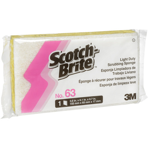 3M MMM63 Scotch-Brite™ Light-Duty Scrub Sponge Scotch-Brite™ Light-Duty Scrub Sponge, Cellulose/Scrubbing, 3-1/2" W x 6" L - Each