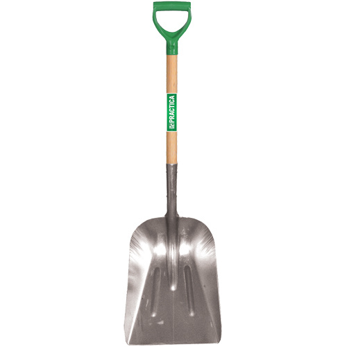 Practica BAG10 Scoop Shovel Scoop Shovel, Wood, Aluminum Blade, D-Grip Handle, 29" Length - Each