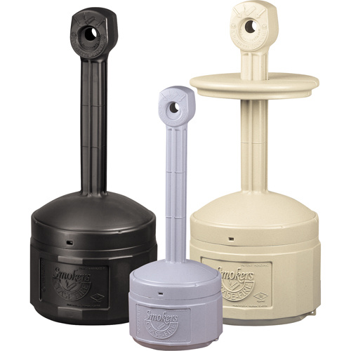 Justrite 26806 Smoker’s Cease-Fire® Cigarette Butt Receptacle Smoker’s Cease-Fire<sup>®</sup> Cigarette Butt Receptacle, Free-Standing, Plastic, 1 US gal. Capacity, 30" Height - Each