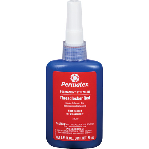 Permatex 26250 Threadlocker Threadlocker, Red, High, 50 ml, Bottle - Bottle